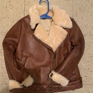 Brown Zara shearling kids ( Sz 7 ) worn once new condition